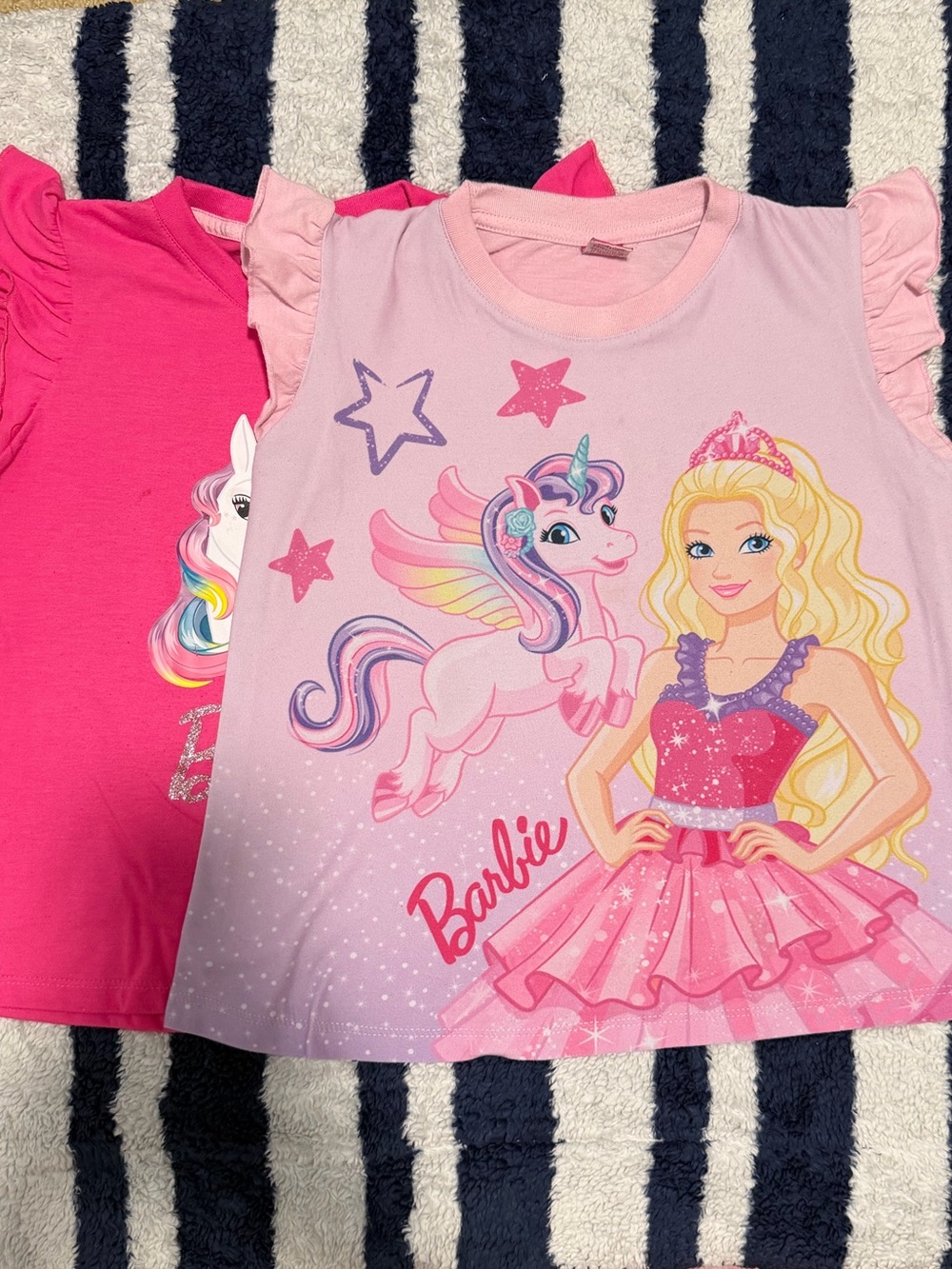 Set of 2 Barbie Pink Crewneck Tee with Bright Pink Accents